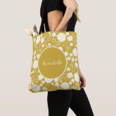 Creme-Blume im Muster Gold Floral, kundenspezifisc Tasche (Von Nahem)