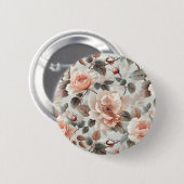 Creme-Blume mit grauen Blätter auf einem hellgraue Button (Vorne & Hinten)