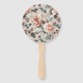 Creme-Blume mit grauen Blätter auf einem hellgraue Fächer (Rückseite)