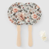 Creme-Blume mit grauen Blätter auf einem hellgraue Fächer (Vorne und Hinten)