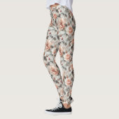 Creme-Blume mit grauen Blätter auf einem hellgraue Leggings (Links)