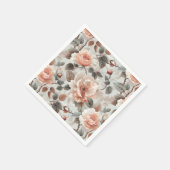 Creme-Blume mit grauen Blätter auf einem hellgraue Serviette (Ecke)