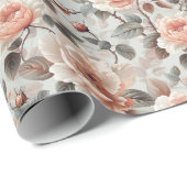 Creme-Blume mit grauen Blätter Geschenkpapier (Rolleneckpunkt)