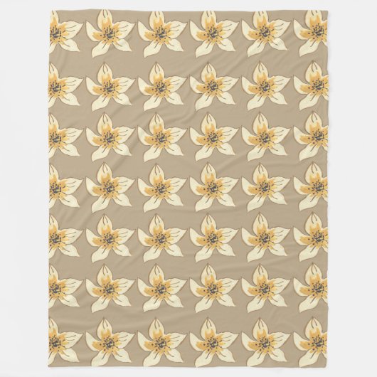 Creme Blume Muster Creme Blume Muster Fleecedecke (Vorderseite)