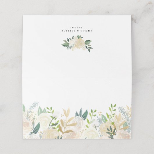 Creme Blume und Blumenzwiebeln Platzkarte (Außenseite Aufgefaltet)
