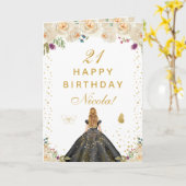Creme Blumen Blondes Haar Mädchen Geburtstag Karte (Gelbe Blume)