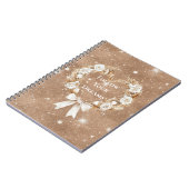 Creme-Blumen-Herzkranz brauner Glitter Notizblock (Linke Seite)