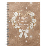 Creme-Blumen-Herzkranz brauner Glitter Notizblock (Vorderseite)