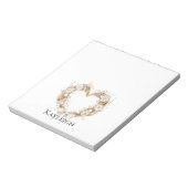 Creme-Blumen-Herzkranz Notizblock (Rotiert)