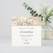 Creme-Blumen-Hochzeit Einladung (Stehend Vorderseite)