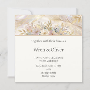 Creme-Blumen-Hochzeit Einladung