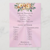 Creme Blumen Quinceanera-Programm - Pastellrosa Programm (Rückseite)