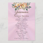 Creme Blumen Quinceanera-Programm - Pastellrosa Programm (Vorderseite)