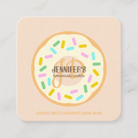 Creme Blush Creative Cookies Doughnut Quadratische Visitenkarte (Vorderseite)