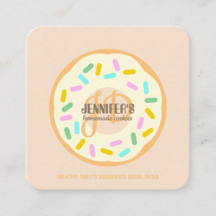 Creme-Blush gebackenes kreatives Cookie-Donut Quadratische Visitenkarte