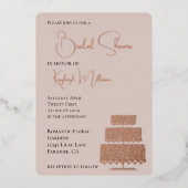 Creme Blush Glam Diamonds Cake Brautparty Folieneinladung (Vorderseite)