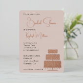 Creme Blush Glam Diamonds Cake Brautparty Folieneinladung (Stehend vorne)