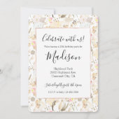 Creme Blush Pink Floral Geburtstag Einladung (Vorderseite)