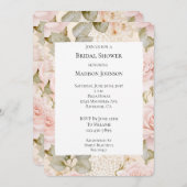 Creme Blush Pink Roses Brautparty Einladung (Vorne/Hinten)