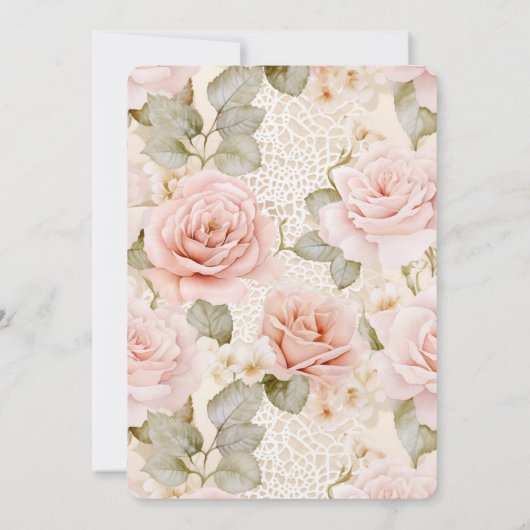 Creme Blush Pink Roses Brautparty Einladung (Rückseite)