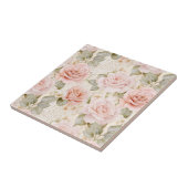 Creme Blush Pink Roses Brautparty Fliese (Seite)