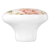 Creme Blush Pink Roses Brautparty Keramikknauf (Seitenansicht)