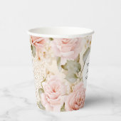 Creme Blush Pink Roses Brautparty Pappbecher (Rechts)