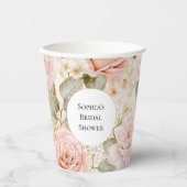 Creme Blush Pink Roses Brautparty Pappbecher (Vorderseite)
