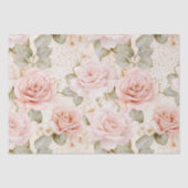Creme Blush Pink Roses Brautparty Seidenpapier (Vorderseite)