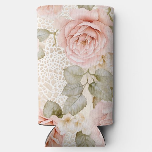 Creme Blush Pink Roses Brautparty Selters Dosenkühler (Rückseite)