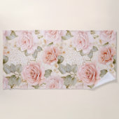Creme Blush Pink Roses Brautparty Strandtuch (Vorderseite)