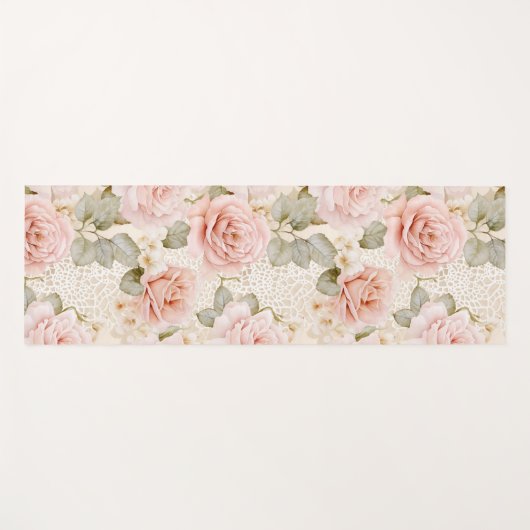 Creme Blush Pink Roses Brautparty Yogamatte (Vorderseite (Horizontal))