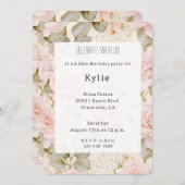 Creme Blush Pink Roses Floral Geburtstag Einladung (Vorne/Hinten)