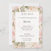Creme Blush Pink Roses Floral Geburtstag Einladung (Vorderseite)