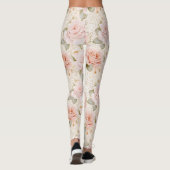 Creme Blush Pink Roses Floral Leggings (Rückseite)