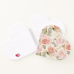 Creme Blush Pink Roses Floral Notizblock