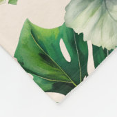 Creme Blush Pink Tropische Blätter Hibiskus Blume Fleecedecke (Ecke)