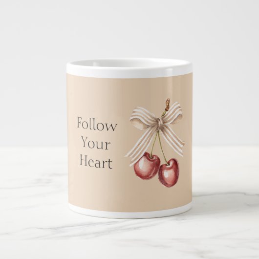 Creme Bogen rote Kirschen Jumbo-Tasse (Vorderseite)