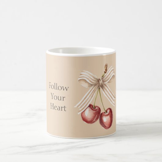 Creme-Bogen rote Kirschen Kaffeetasse (Mittel)