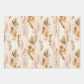 Creme Boho Federn Blumen Geburtstag Geschenkpapier Set (Vorderseite 3)