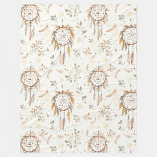 Creme Boho Federn Traumfänger Fleecedecke