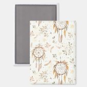 Creme Boho Federn Traumfänger Magnet (Vorderseite/Rückseite)
