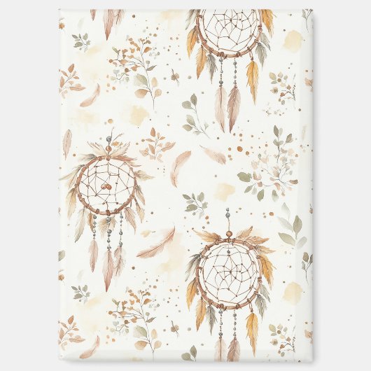 Creme Boho Federn Traumfänger Magnet (Vorderseite)