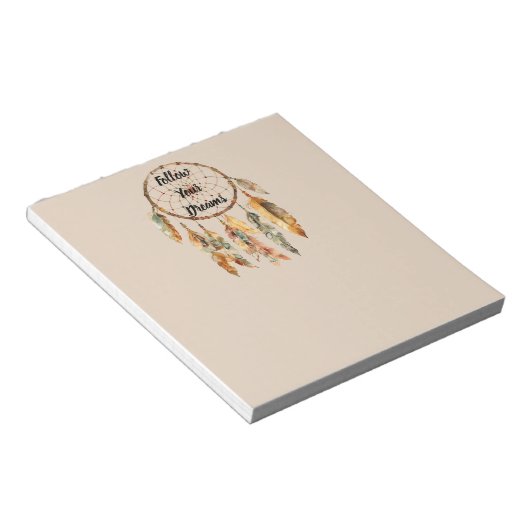 Creme Boho Federn Traumfänger Notizblock (angewinkelt)