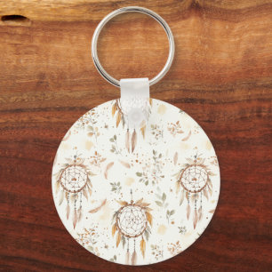 Creme Boho Federn Traumfänger Schlüsselanhänger