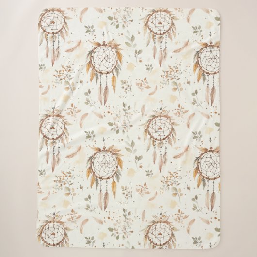 Creme Boho Federn Traumfänger Sherpadecke (Vorderseite)