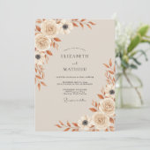 Creme Botanische Herbsthochzeit Einladung (Stehend Vorderseite)