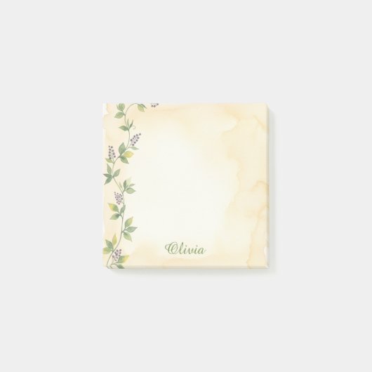 Creme Botanische persönliche Haftnotizen Post-it Klebezettel (Vorderseite)