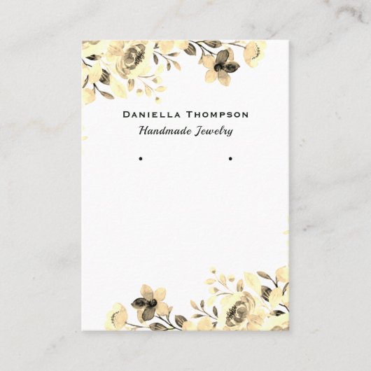 Creme Botanischer Schmuck mit Blütenmuster Visitenkarte (Vorderseite)