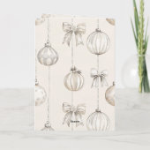 Creme-Bow-Schick-Ornamente Weihnachten Karte (Rückseite)
